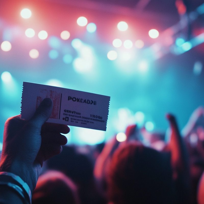 a person excitedly displays their concert ticket for upcoming live event for promotion